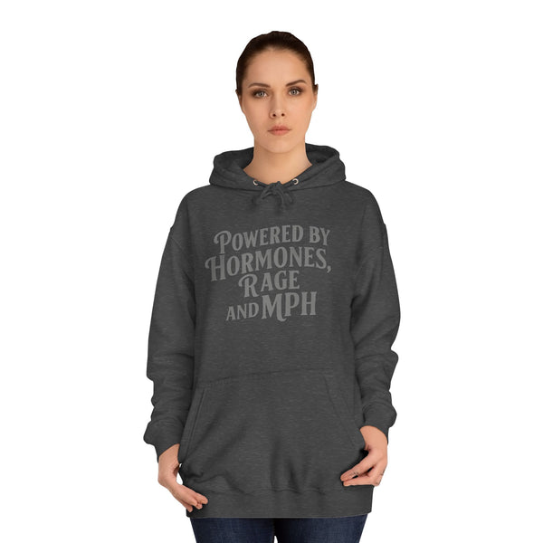 Female Motorcycle Hoodie | Biker Babe T-shirt | Female Biker | Powered by Hormones Rage and MPH | Biker Gift | Gifts for her