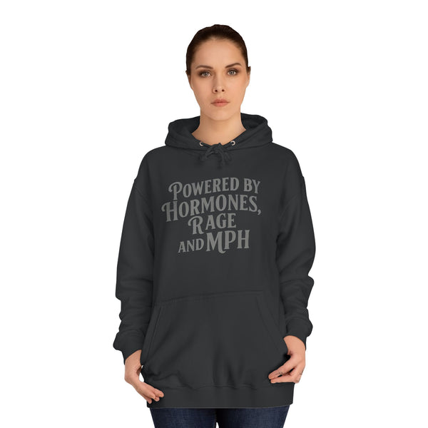 Female Motorcycle Hoodie | Biker Babe T-shirt | Female Biker | Powered by Hormones Rage and MPH | Biker Gift | Gifts for her